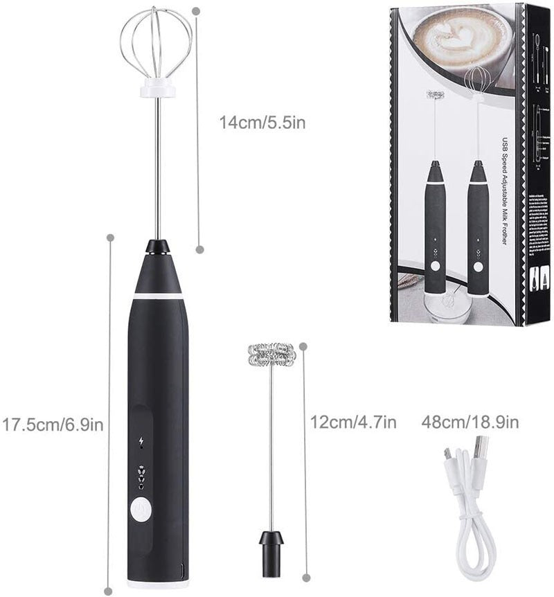 3-Piece Electric Milk Frother & Whisk Set