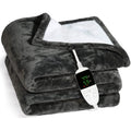 Heated Electric Blanket | 6 Heat Settings & Timer | Flannel Sherpa Throw