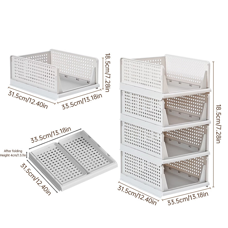 4 Pack Stackable Closet Organiser Bins