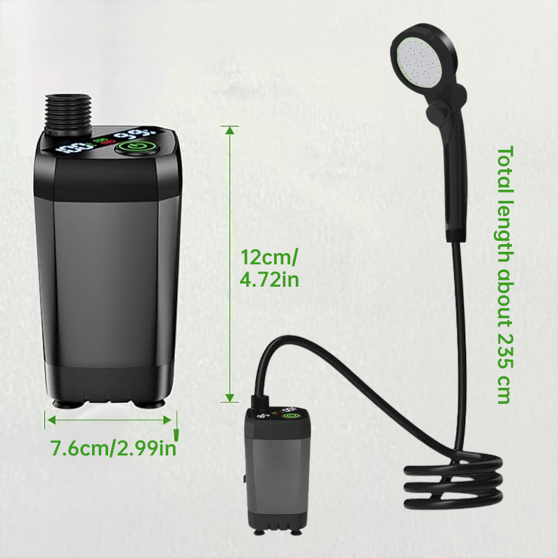 Portable Camping Shower — 6000mAh Rechargeable with Digital Display