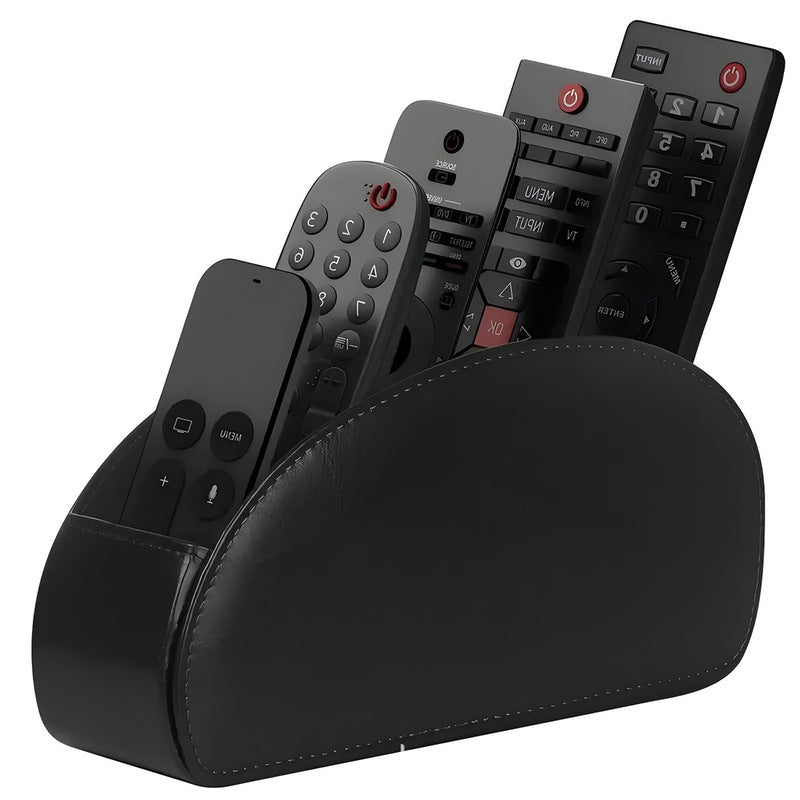 5-Slot Remote Control & Device Organiser — PU Leather Desktop Holder