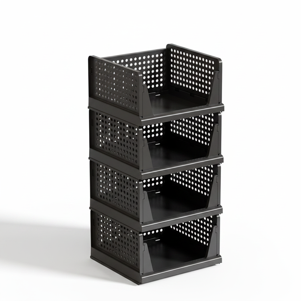 4 Pack Stackable Closet Organiser Bins