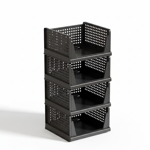 4 Pack Stackable Closet Organiser Bins