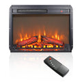 23" Electric Fireplace Insert | Ultra-Slim Heater with Realistic Log Flame Effect & Remote