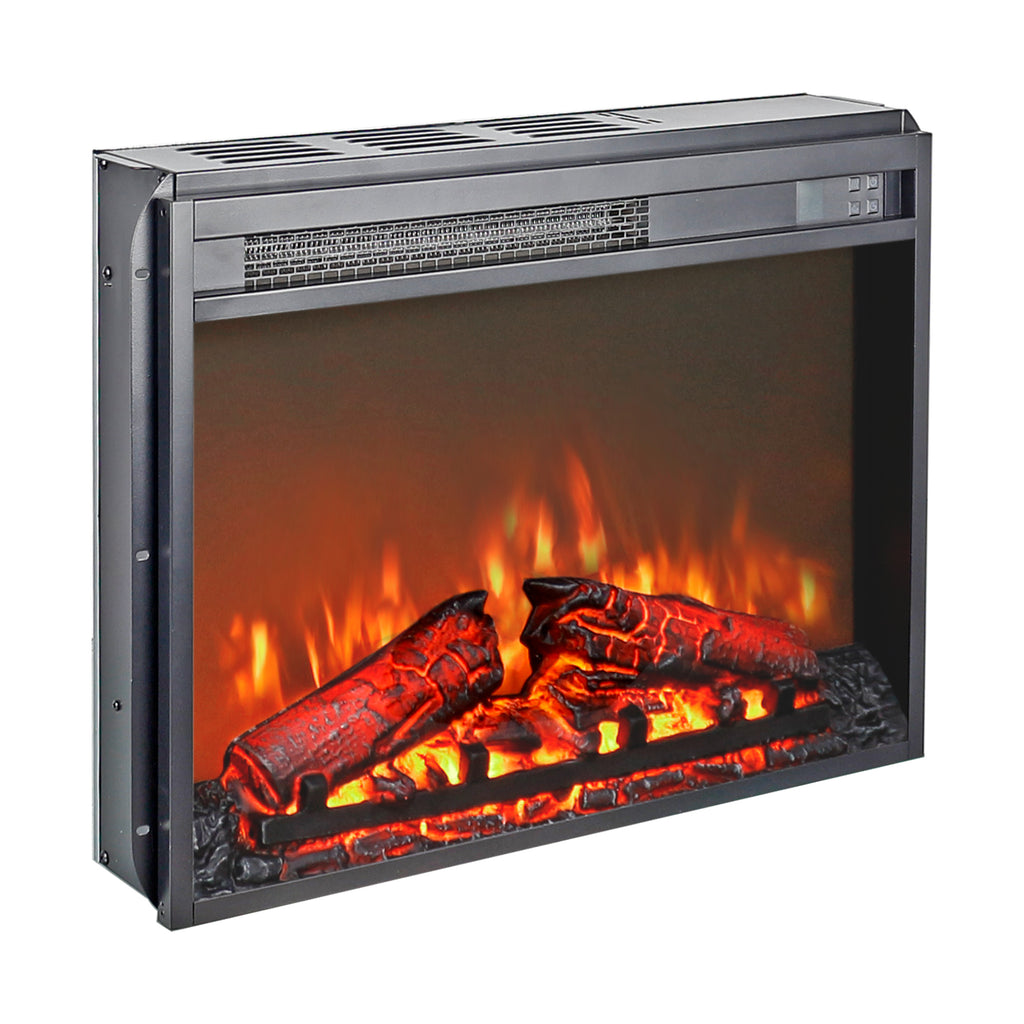 23" Electric Fireplace Insert | Ultra-Slim Heater with Realistic Log Flame Effect & Remote