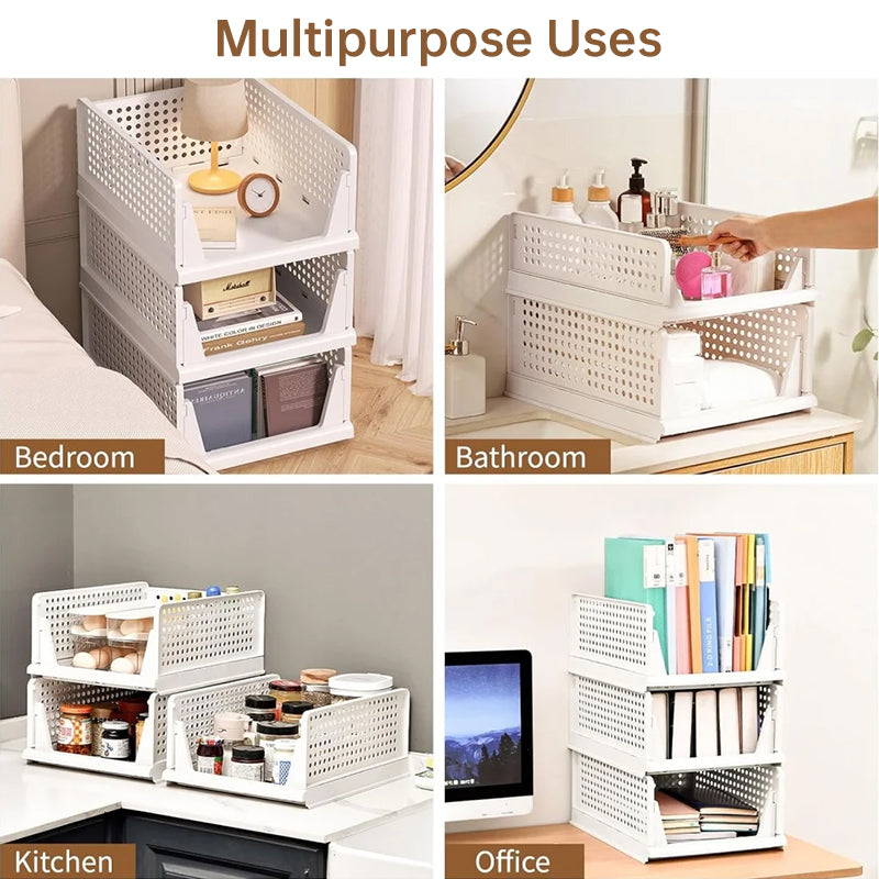 4 Pack Stackable Closet Organiser Bins