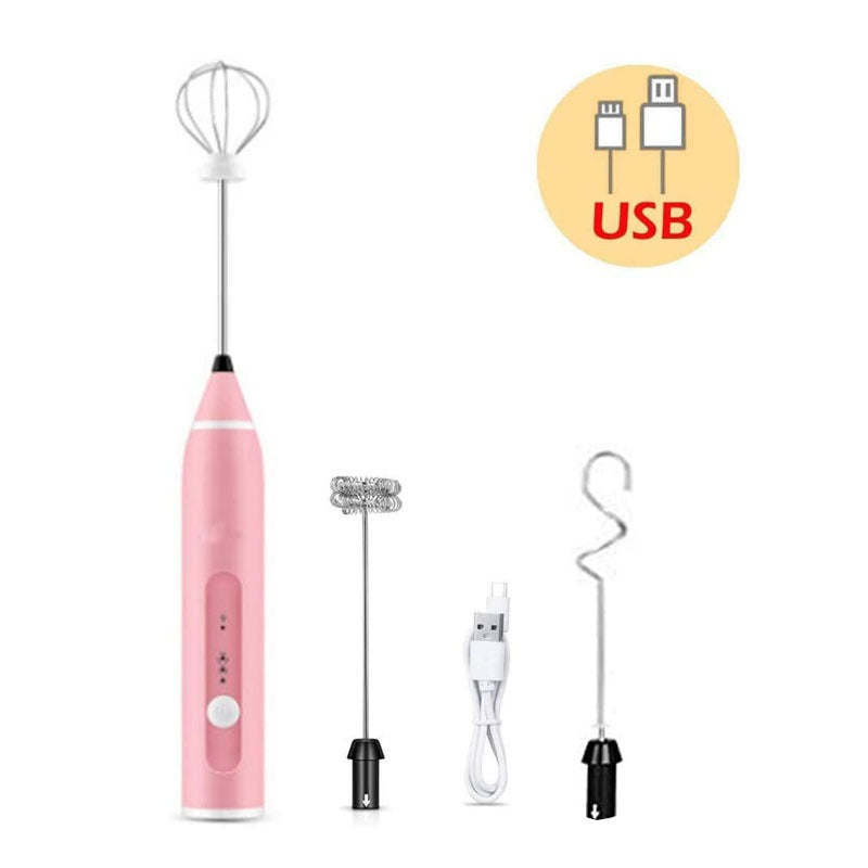 3-Piece Electric Milk Frother & Whisk Set