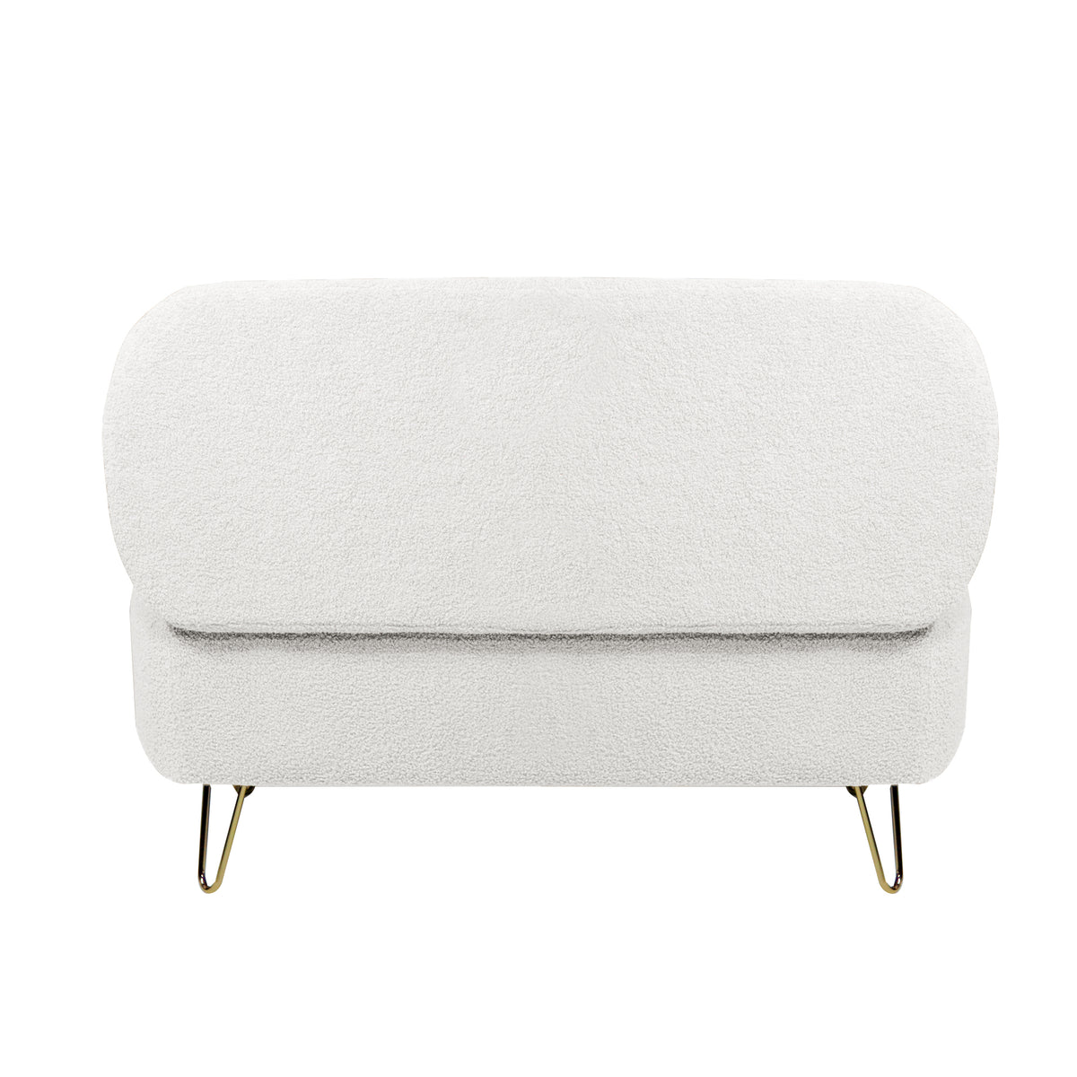 Ivory White Faux Fur Storage Ottoman Bench for End of Bed Gold Legs
