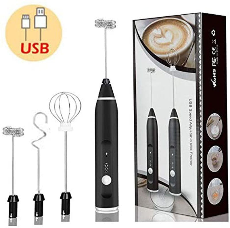3-Piece Electric Milk Frother & Whisk Set