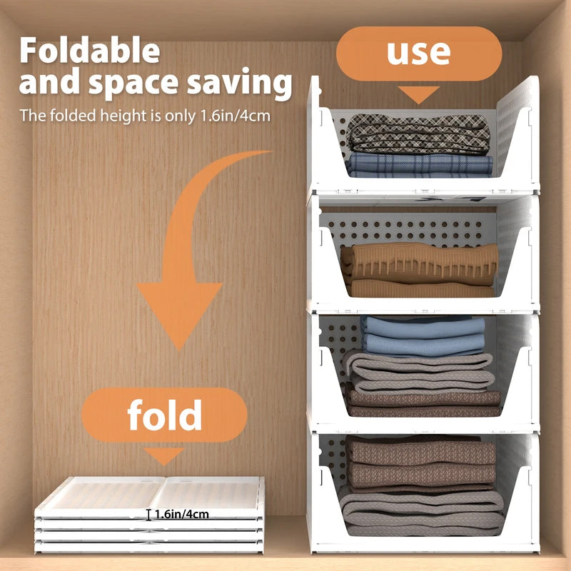 4 Pack Stackable Closet Organiser Bins