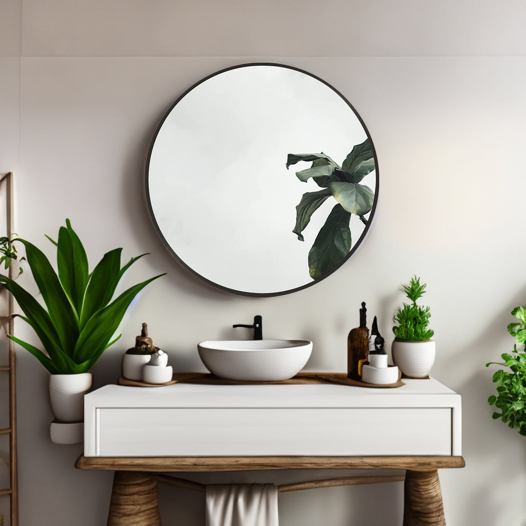 Round Black Bathroom Mirror | 16 Inch