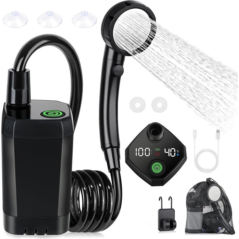 Portable Camping Shower — 6000mAh Rechargeable with Digital Display