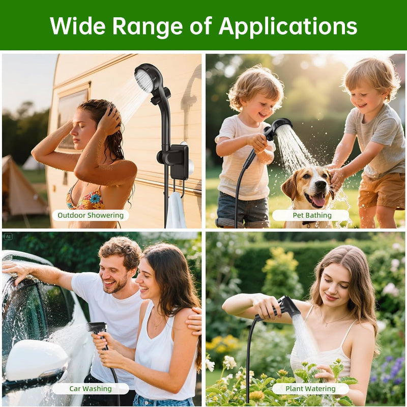 Portable Camping Shower — 6000mAh Rechargeable with Digital Display