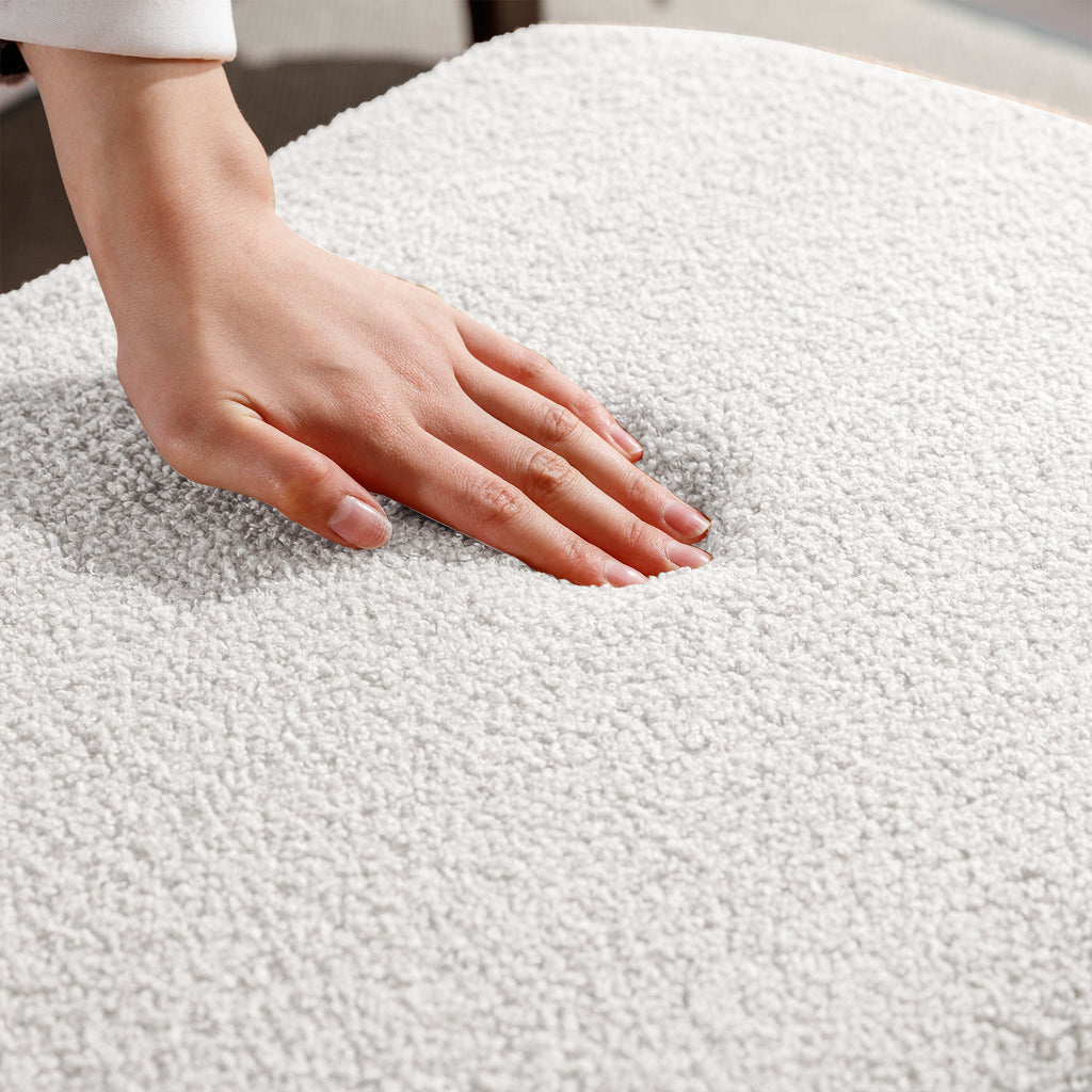 Ivory White Faux Fur Storage Ottoman Bench for End of Bed Gold Legs