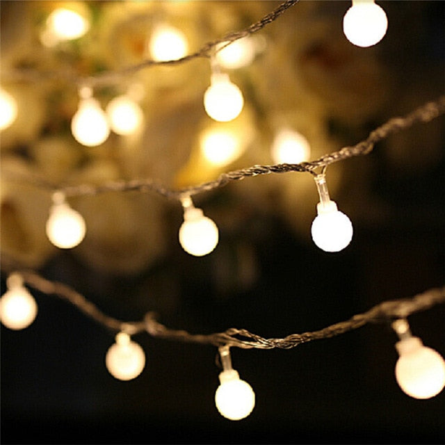 Cherry Ball Fairy String Lights | Battery Operated Outdoor Patio Garland