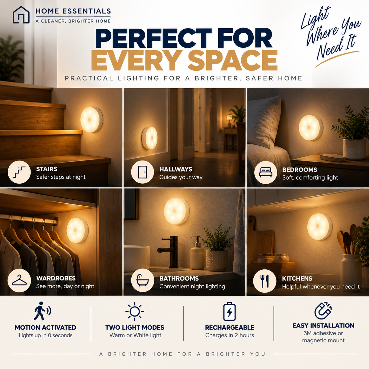 Motion Sensor Wireless Night Light