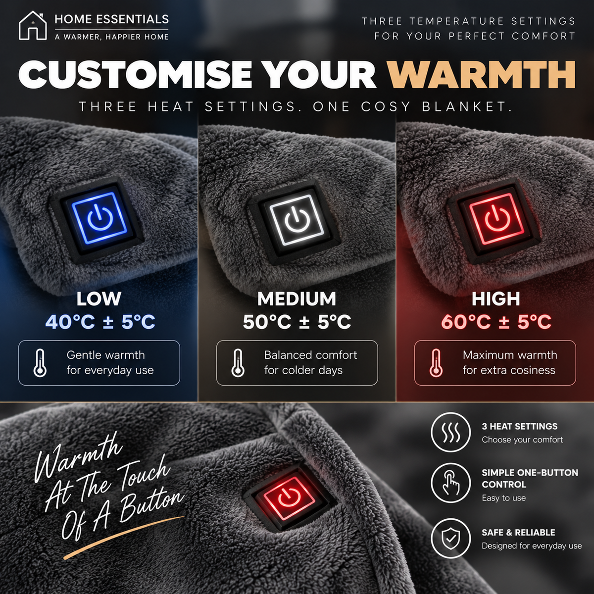 USB Heated Blanket | Portable Fleece Warming Throw for Office & Home