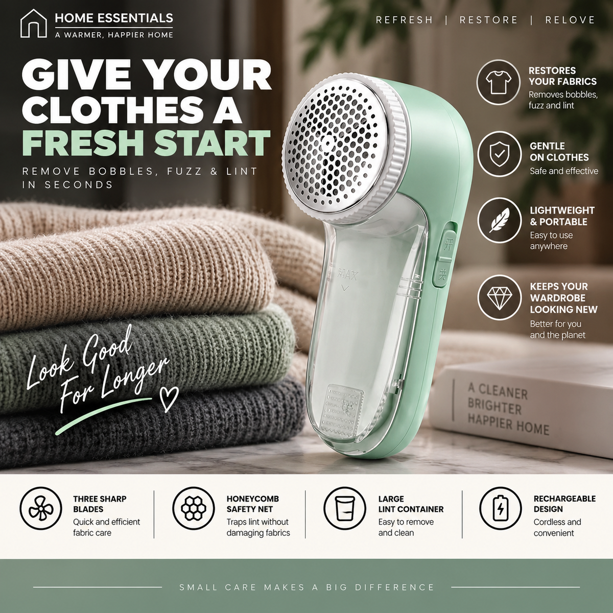 Portable Fabric Lint Remover & Bobble Shaver