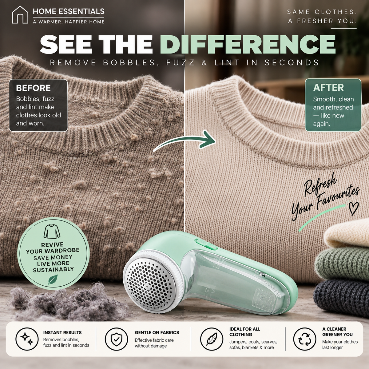 Portable Fabric Lint Remover & Bobble Shaver