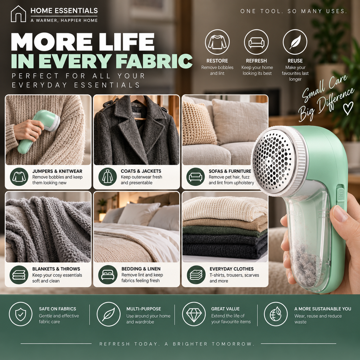 Portable Fabric Lint Remover & Bobble Shaver