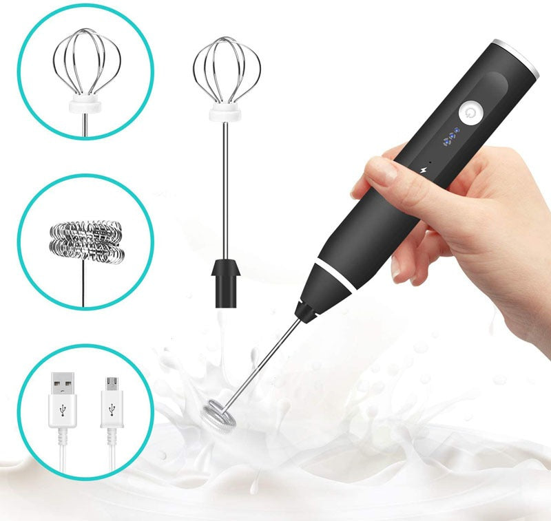 3-Piece Electric Milk Frother & Whisk Set