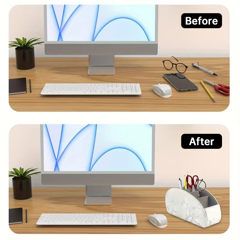 5-Slot Remote Control & Device Organiser — PU Leather Desktop Holder