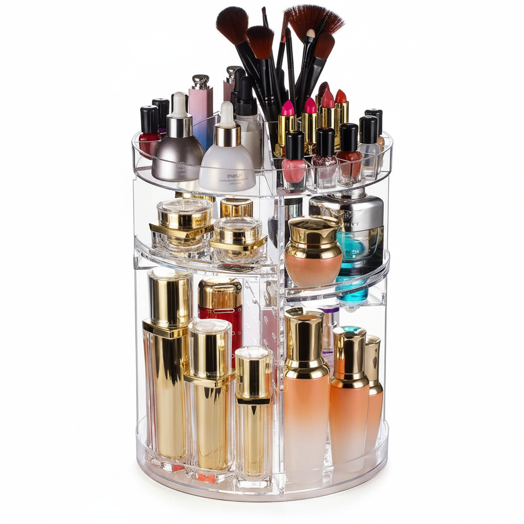 Rotating Cosmetic Storage Box Cover